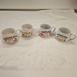 Set of Four D D & L  Soup Mugs with Recipe Label On Each Cup